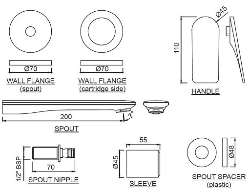Vòi chậu rửa mặt lavabo âm tường JAQUAR Ấn Độ LAG-CHR-91231NKV