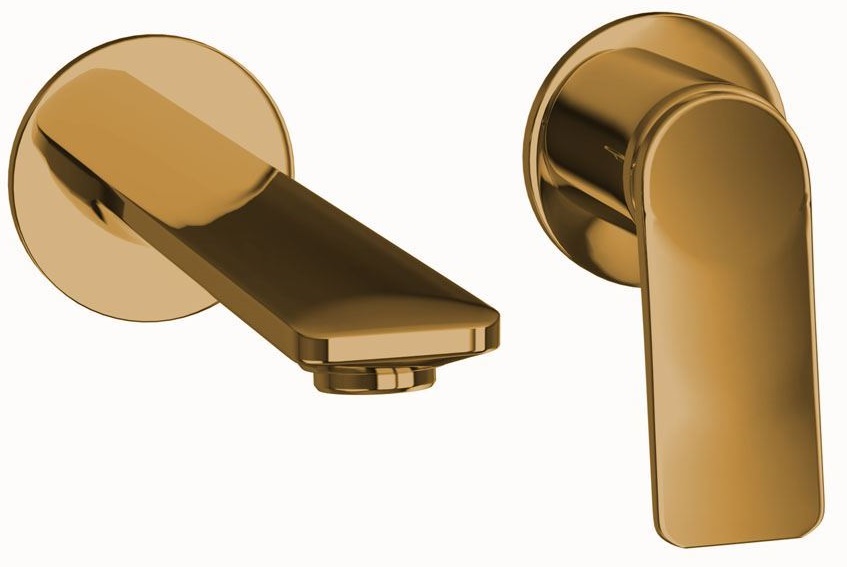 Vòi rửa mặt âm tường 2 chân màu vàng JAQUAR Ấn Độ LAG-GBP-91231NKV