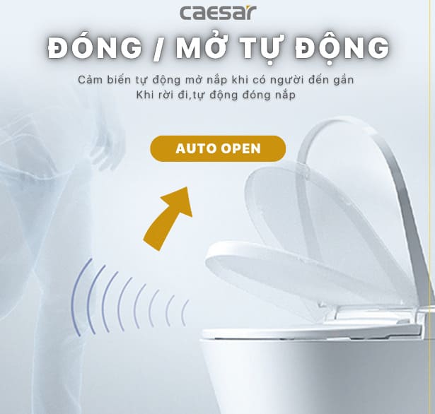 Bồn cầu 1 khối nắp điện tử Caesar C1391+TAF512H