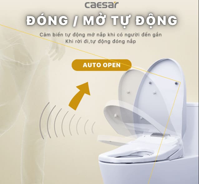 Bồn cầu 1 khối nắp điện tử Caesar C1391+TAF610H