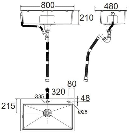 Bản vẽ kỹ thuật Chậu rửa bát 1 hố American Standard FFASX122 