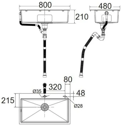 Bản vẽ kỹ thuật Chậu rửa bát 1 hố American Standard FFASX122 