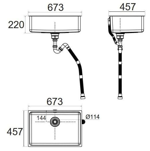 Bản vẽ kỹ thuật Chậu rửa bát 1 hố American Standard FFASX126