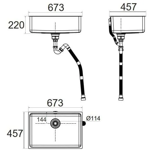 Bản vẽ kỹ thuật Chậu rửa bát 1 hố American Standard FFASX126