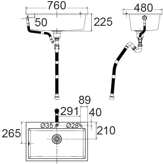 Bản vẽ kỹ thuật Chậu rửa bát 1 hố American Standard FFASX901 