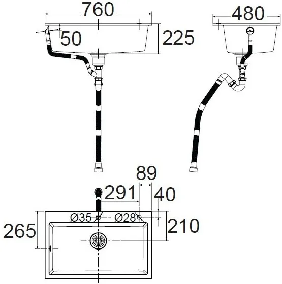 Bản vẽ kỹ thuật Chậu rửa bát 1 hố American Standard FFASX901 