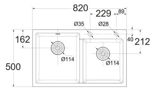 Bản vẽ kỹ thuật Chậu rửa bát 2 hố American Standard FFASX902