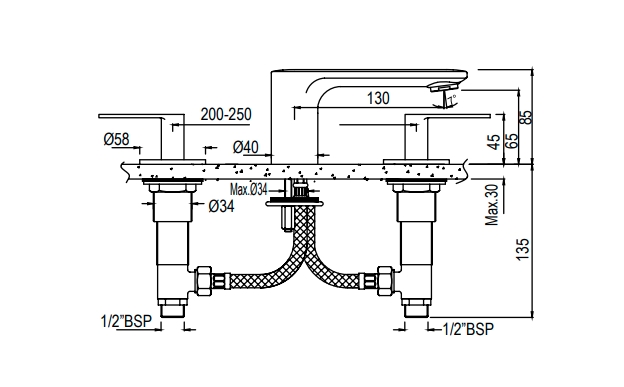 Bản vẽ kỹ thuật vòi chậu rửa mặt Jaquuar LAG-GBP-91189CSRV