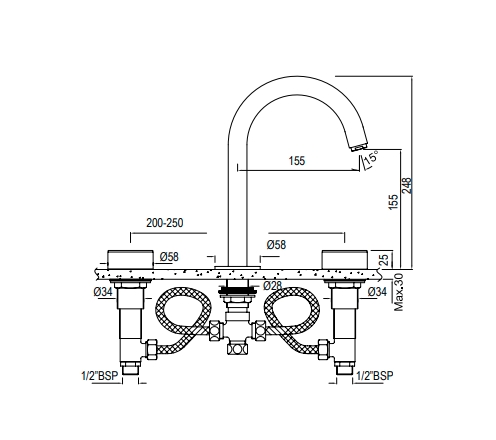 Bản vẽ kỹ thuật vòi chậu rửa mặt Jaquuar LAG-CHR-91189PSRV