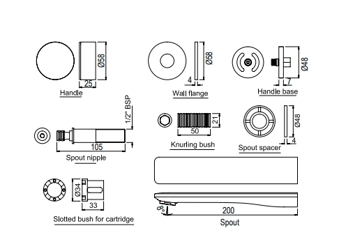 Bản vẽ kỹ thuật vòi chậu rửa mặt Jaquuar LAG-CHR-91423KV