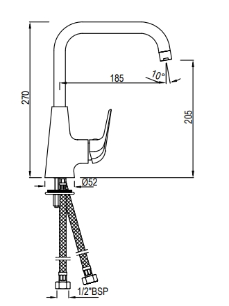 Bản vẽ kỹ thuật vòi chậu rửa mặt Jaquuar COP-CHR-179BPMV