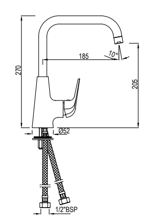 Bản vẽ kỹ thuật vòi chậu rửa mặt Jaquuar COP-CHR-179BPMV