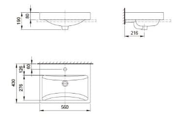 Bản vẽ kỹ thuật Chậu rửa mặt bán âm Axent L040-7101-M2