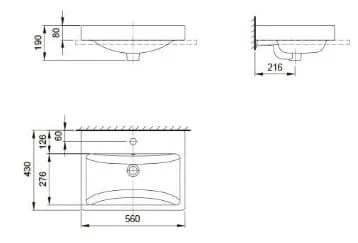 Bản vẽ kỹ thuật Chậu rửa mặt bán âm Axent L040-7101-M2