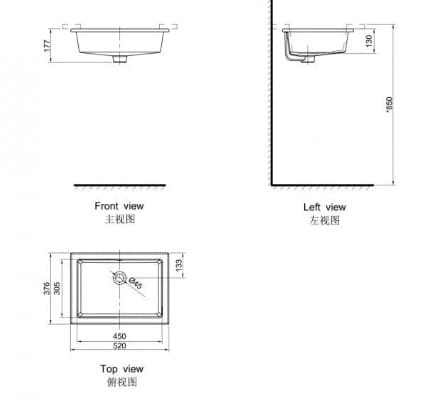 Bản vẽ kỹ thuật Chậu rửa mặt âm bàn Axent L062-4101-M2