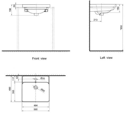 Bản vẽ kỹ thuật Chậu rửa mặt bán âm Axent L321-5101-M1