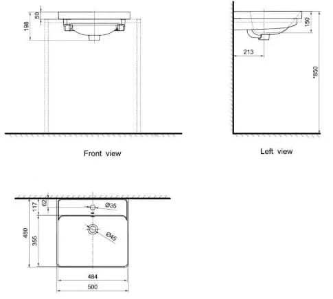 Bản vẽ kỹ thuật Chậu rửa mặt bán âm Axent L321-5101-M1