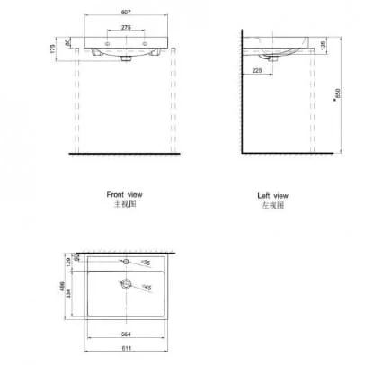 Bản vẽ kỹ thuật Chậu rửa mặt bán âm Axent L580-5101-M2