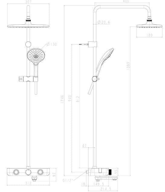 Bản vẽ kỹ thuật Sen Cây Nhiệt Độ Màu Vàng Hồng American Standard WF-4956WS (WF4956WS) 