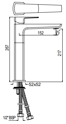 Bản vẽ kỹ thuật vòi chậu rửa mặt Jaquuar KUP-ACR-35005BPMV