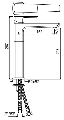 Bản vẽ kỹ thuật vòi chậu rửa mặt Jaquuar KUP-ACR-35005BPMV