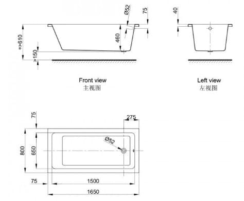 Bản vẽ kỹ thuật Bồn tắm xây cao cấp Axent T031-T601-M1