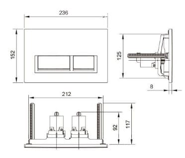 Bản vẽ kỹ thuật Mặt nạ nhấn xả Axent A703-0120-M1
