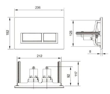 Bản vẽ kỹ thuật Mặt nạ nhấn xả Axent A703-0120-M1