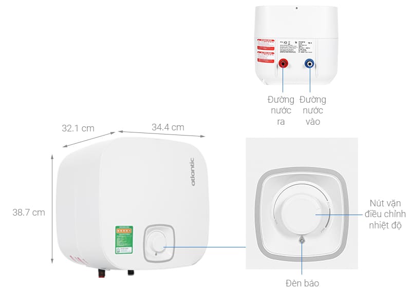 Bản vẽ kỹ thuật Bình Nóng Lạnh Vuông 15L Atlantic Nato lite 15