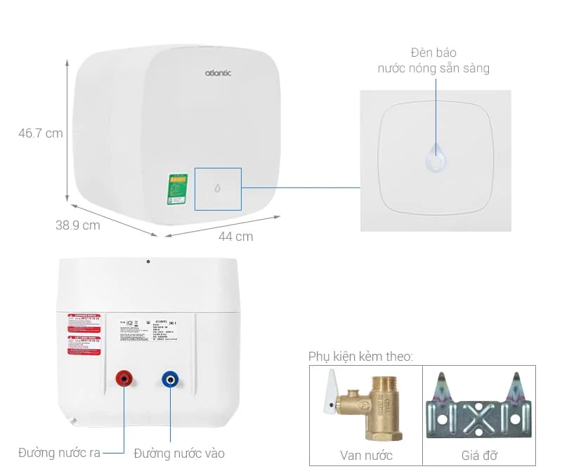 Bình Nóng Lạnh Vuông 30L Atlantic SWH 30A M-N0 AMI SQUARE