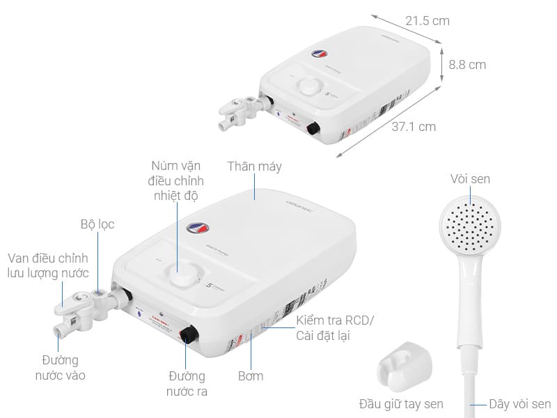 Máy tắm nóng trực tiếp Atlantic Tempo Lite 5000 PU 