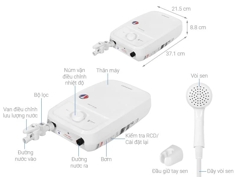 Máy tắm nóng trực tiếp Atlantic Tempo Lite 5000 PU 