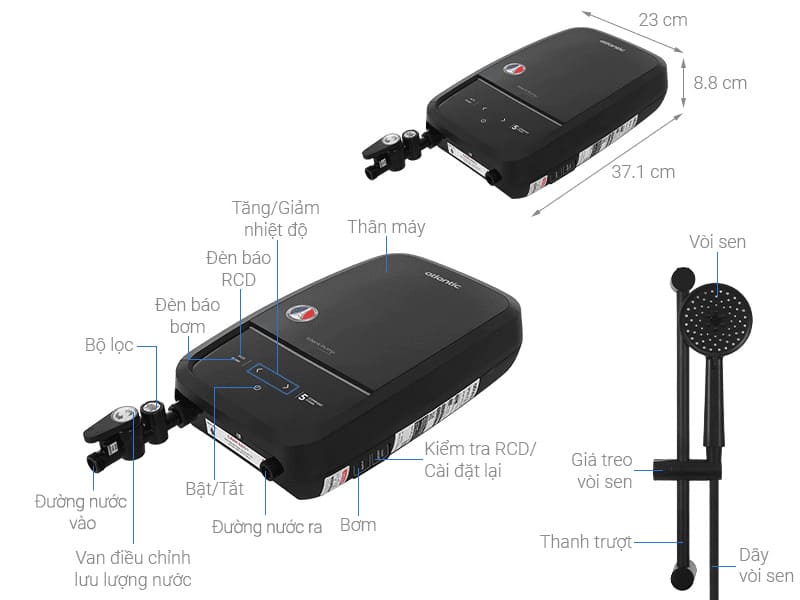 Máy tắm nóng trực tiếp Atlantic Tempo Max 5000 PU