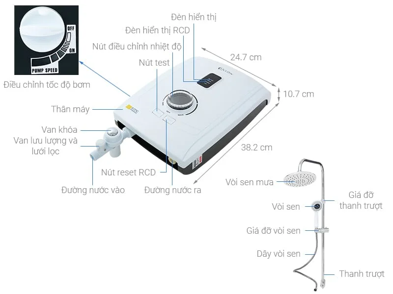 Máy tắm nóng trực tiếp Centon GD600ESP RS FL
