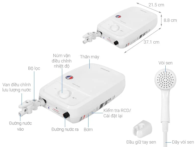 Máy tắm nóng trực tiếp Atlantic Tempo Lite 4000 PU