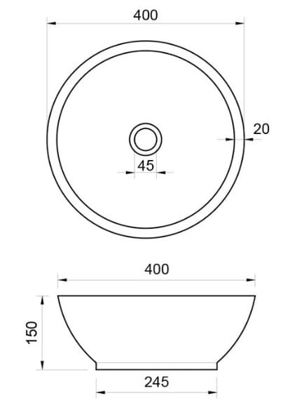 Bản vẽ kỹ thuật Chậu Rửa Mặt Đặt Bàn Đá Tự Nhiên Kanly MAR53V 