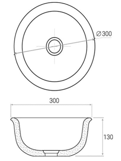 Bản vẽ kỹ thuật Chậu Rửa Mặt Đặt Bàn Đá Tự Nhiên Kanly MAR63V 