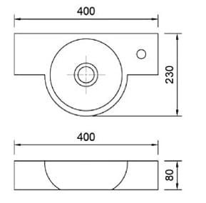 Bản vẽ kỹ thuật Chậu Rửa Mặt Treo Tường Đá Tự Nhiên Kanly MAR6M3V 