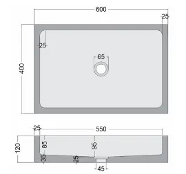 Bản vẽ kỹ thuật Chậu Rửa Mặt Đặt Bàn Đá Tự Nhiên Kanly MAR93V 