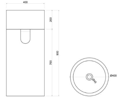 Bản vẽ kỹ thuật Chậu Rửa Mặt Đặt Sàn Đá Tự Nhiên Kanly MAR71Fi