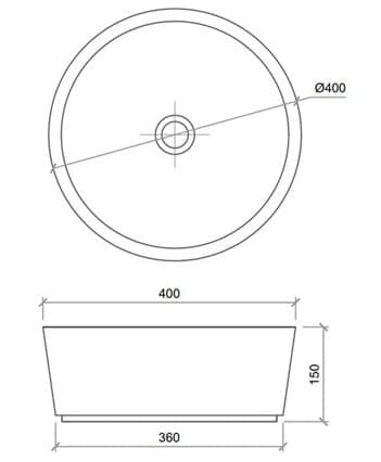 Bản vẽ kỹ thuật Chậu Rửa Mặt Đặt Bàn Đá Tự Nhiên Kanly MAR7E3 