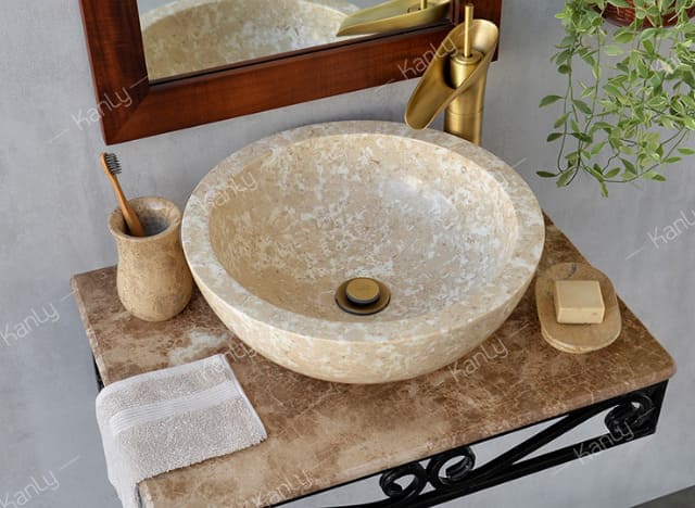 Chậu lavabo đặt bàn đá Marble tự nhiên Kanly MAR11I 