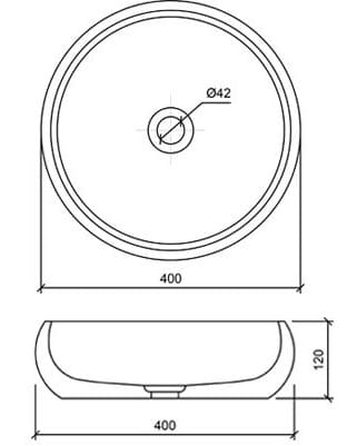 Bản vẽ kỹ thuật Chậu lavabo đặt bàn đá tự nhiên Kanly MAR123N 