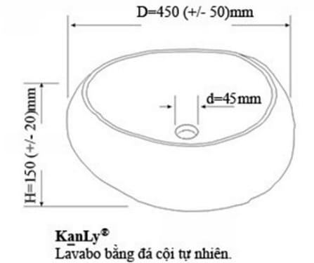 Bàn vẽ kỹ thuật Chậu Rửa Mặt Đặt Bàn Đá Cuội Kanly MAR15i 