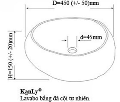 Bản vẽ kỹ thuật Chậu Rửa Mặt Đặt Bàn Đá Cuội Kanly MAR15V 