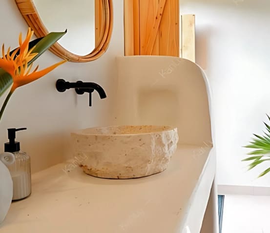 Chậu lavabo đặt bàn đá marble tự nhiên Kanly MAR51I 