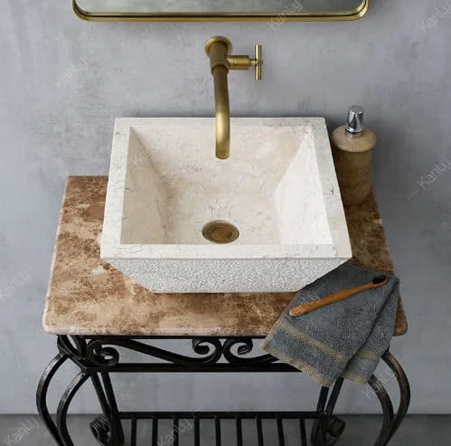 Chậu lavabo đặt bàn đá Marble tự nhiên Kanly MAR051I