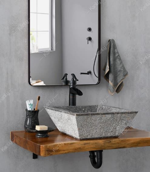 Chậu lavabo đặt bàn đá Marble tự nhiên Kanly MAR054I