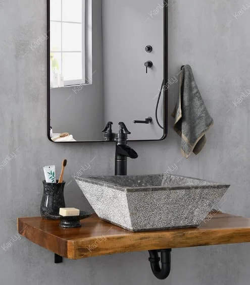 Chậu lavabo đặt bàn đá Marble tự nhiên Kanly MAR054I