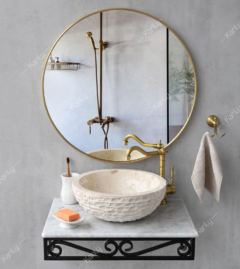 Chậu lavabo đặt bàn đá Marble tự nhiên Kanly MAR11Bi
